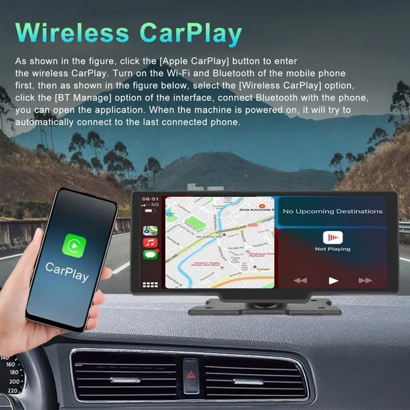 מסך חכם לרכב CarPlay 4K עם דשקאם ורוורס