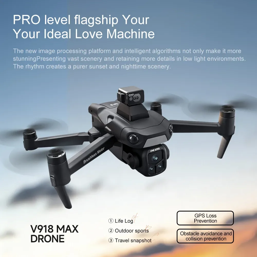 רחפן V918 MAX — מסך מובנה בשלט ו-2 סוללות