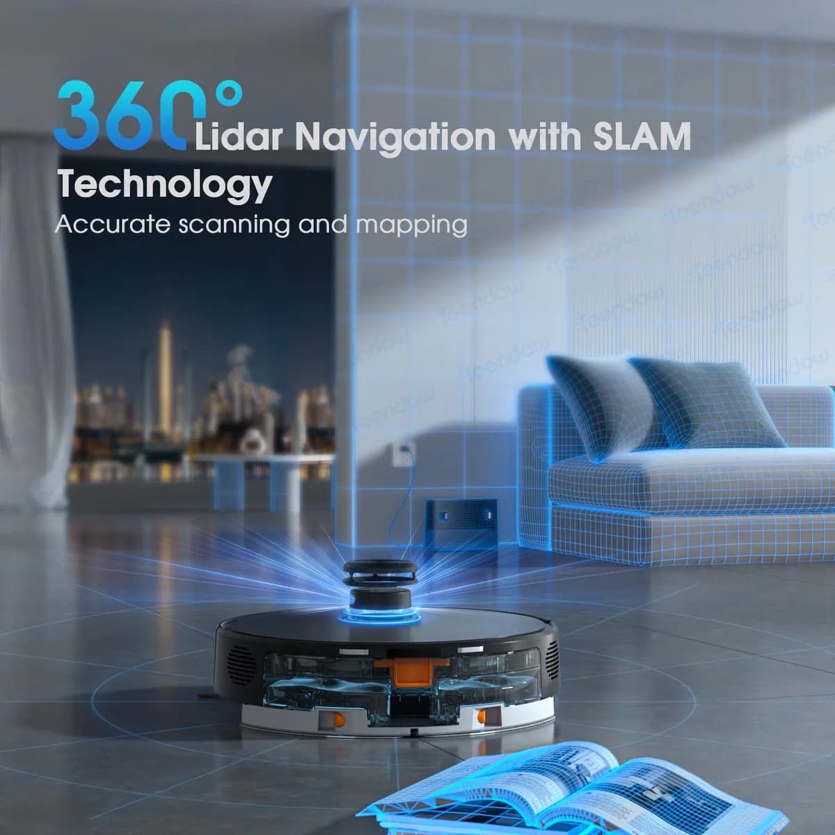 שואב רובוט לייזר LiDAR — 6000Pa